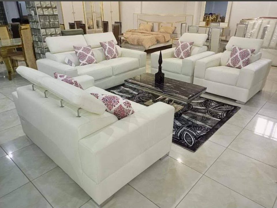 Salon cuir blanc